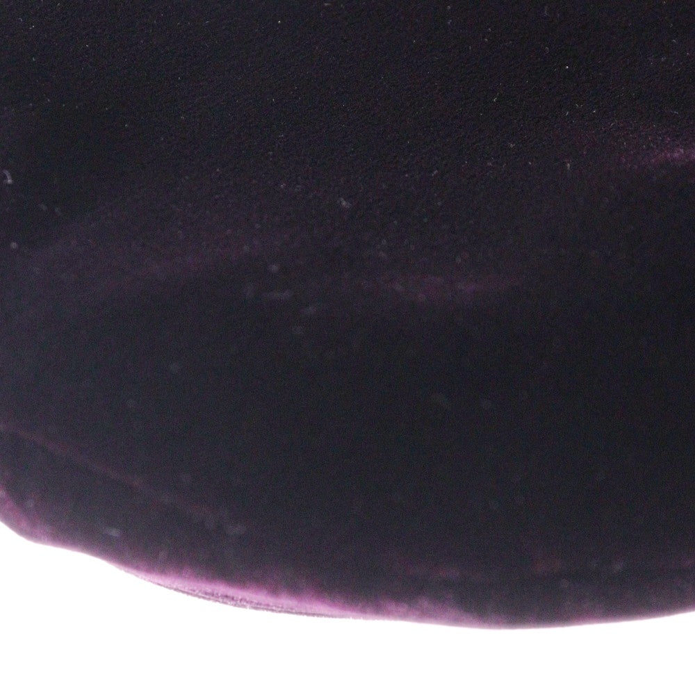 HERMES(エルメス) レーヨン シルク ベロア ベルベット レザー ベレー帽 帽子 ボルドー レディース