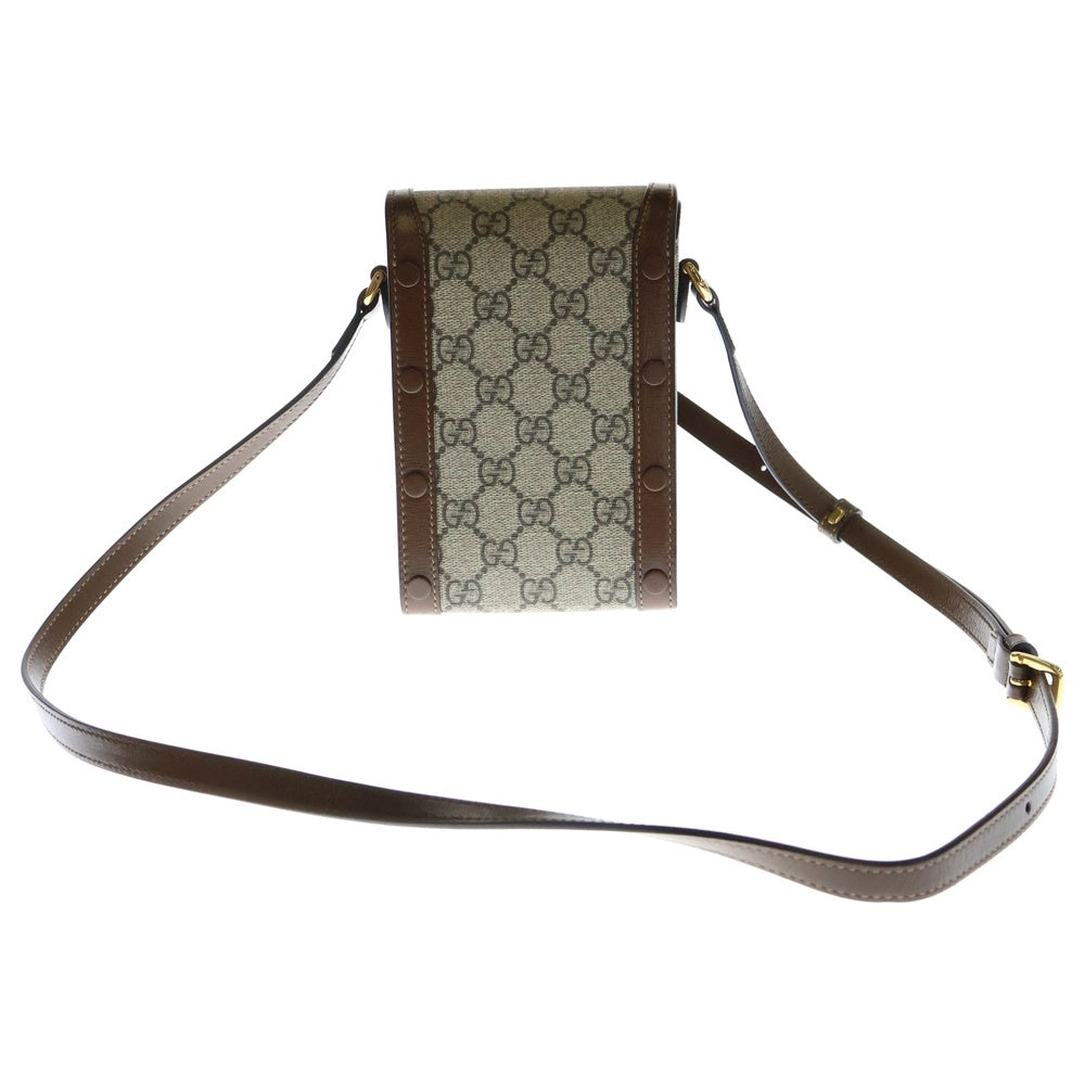 GUCCI(グッチ) ホースビット1955 ミニショルダーバッグ 斜め掛けバッグ ベージュ×ブラウン PVC×レザー ゴールド金具 625615