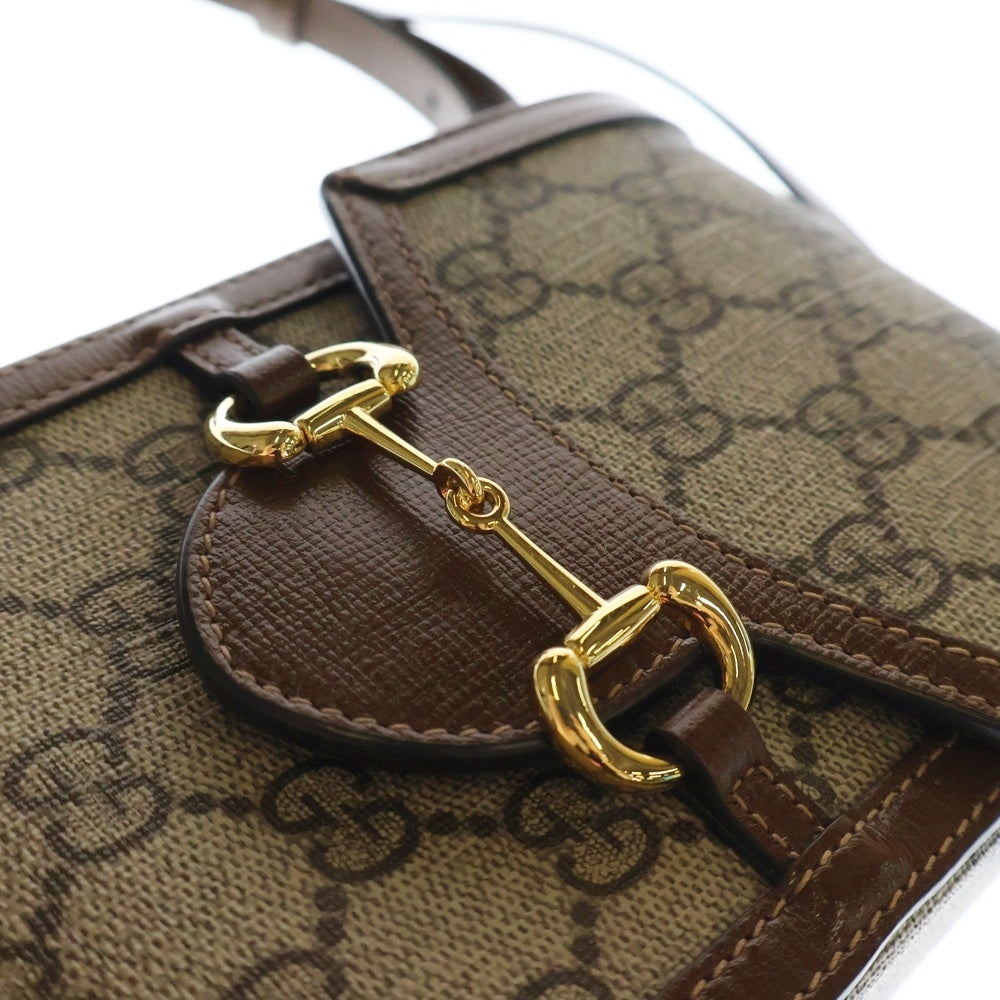 GUCCI(グッチ) ホースビット1955 ミニショルダーバッグ 斜め掛けバッグ ベージュ×ブラウン PVC×レザー ゴールド金具 625615