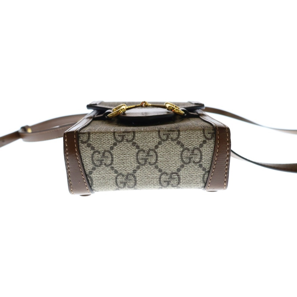 GUCCI(グッチ) ホースビット1955 ミニショルダーバッグ 斜め掛けバッグ ベージュ×ブラウン PVC×レザー ゴールド金具 625615