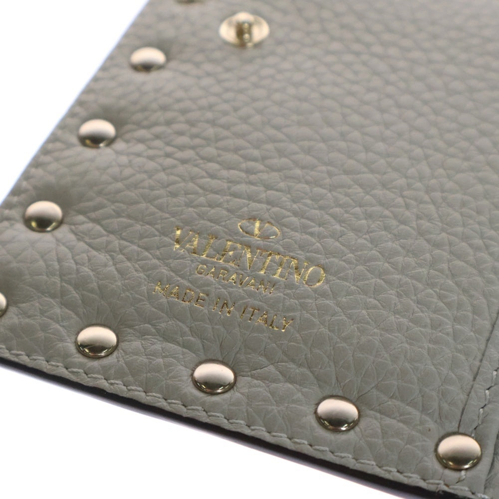 VALENTINO GARAVANI(ヴァレンチノガラヴァーニ) ロックスタッズ レザー カード コイン フラグメントケース 財布 ベージュ