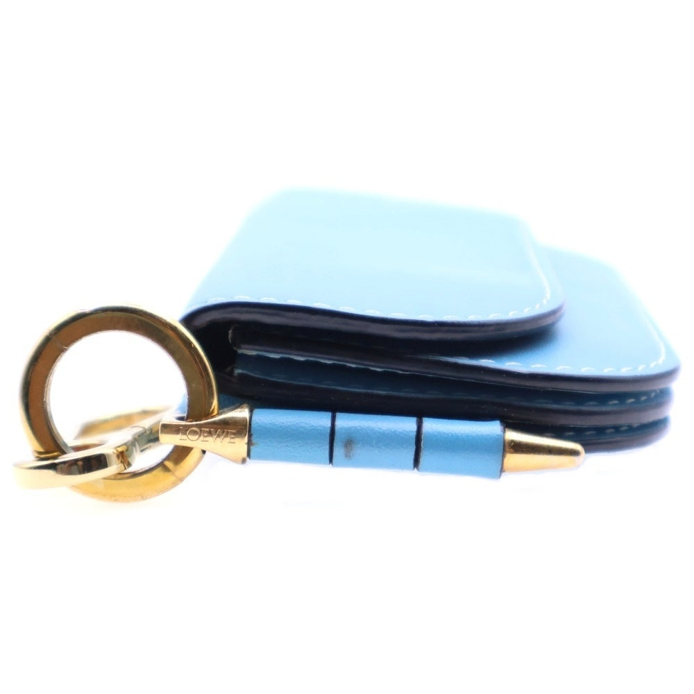 LOEWE(ロエベ) ゲート ミニウォレット 財布 コインケース バッグチャーム スカイブルー ゴールド金具 レザー