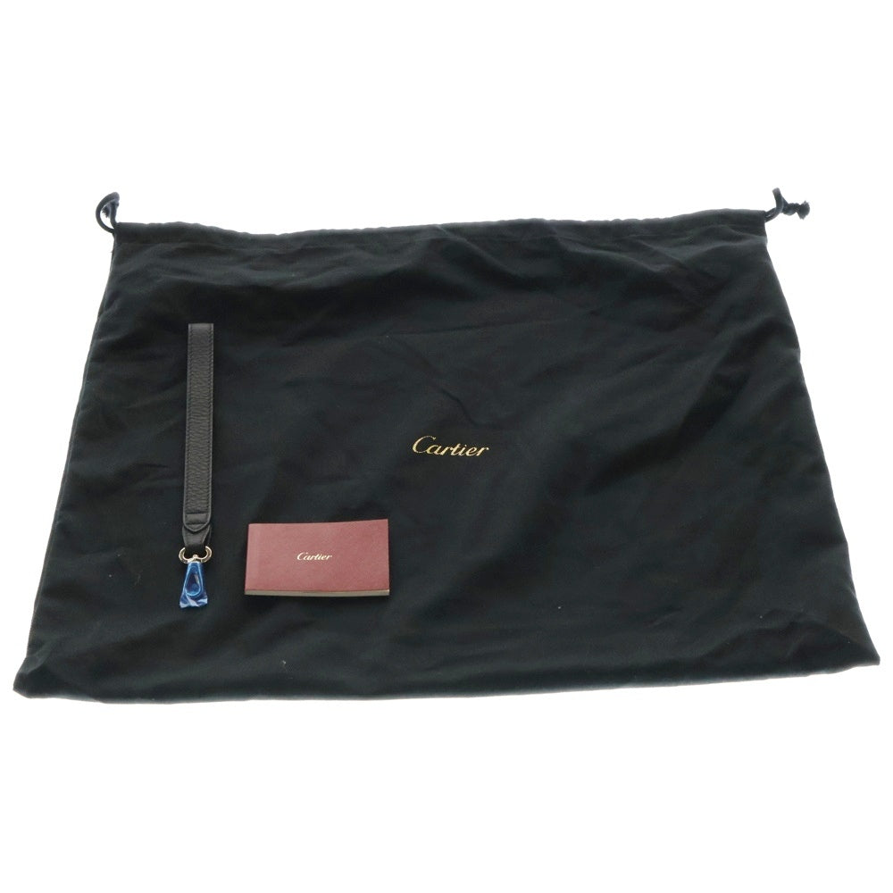 Cartier(カルティエ) マスト クラッチバッグ セカンドバッグ ケース 収納 ブラック×レッド レザー シルバー金具