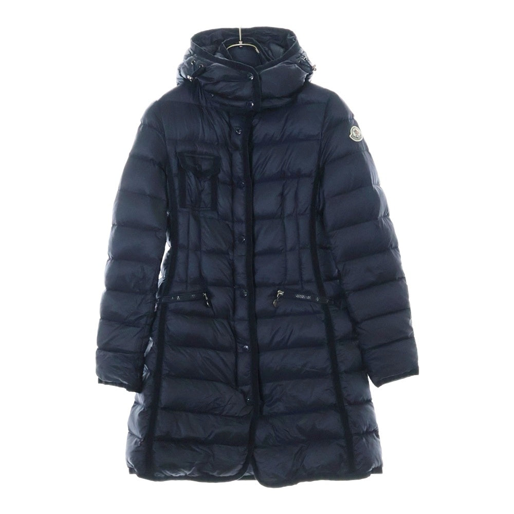 MONCLER(モンクレール) HERMINE GIUBBOTTO エルミン ジップアップ フーデッド ロング ダウン ジャケット コート ネイビー レディース 220934995705 53048