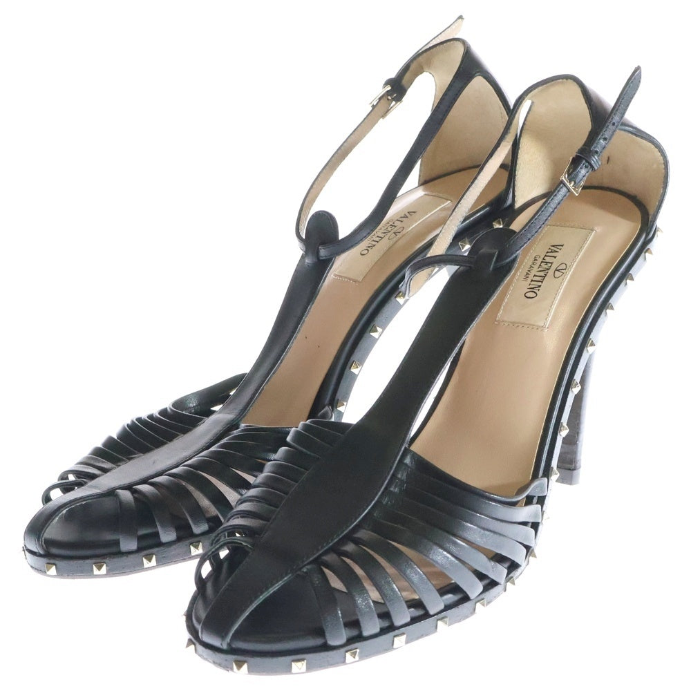 VALENTINO(ヴァレンティノ) ロックスタッズ ヒールサンダル ブラック レザー レディース