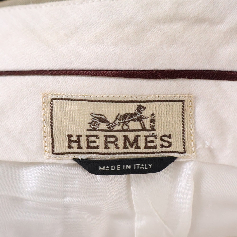 HERMES(エルメス) コットンチノ ノータック スラックスパンツ ベージュ 3605/88
