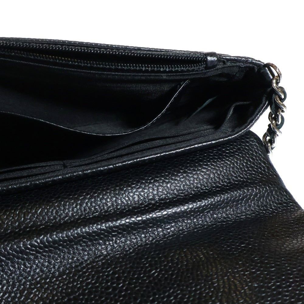 CHANEL(シャネル) ハーフムーン チェーンウォレット ショルダーウォレット ショルダーバッグ ミニバッグ ブラック シルバー金具 キャビア