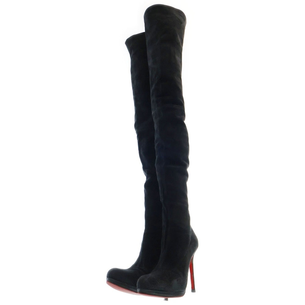 CHRISTIAN LOUBOUTIN(クリスチャンルブタン) スエード ロングヒールパンプス ブーツ ブラック×レッド レディース
