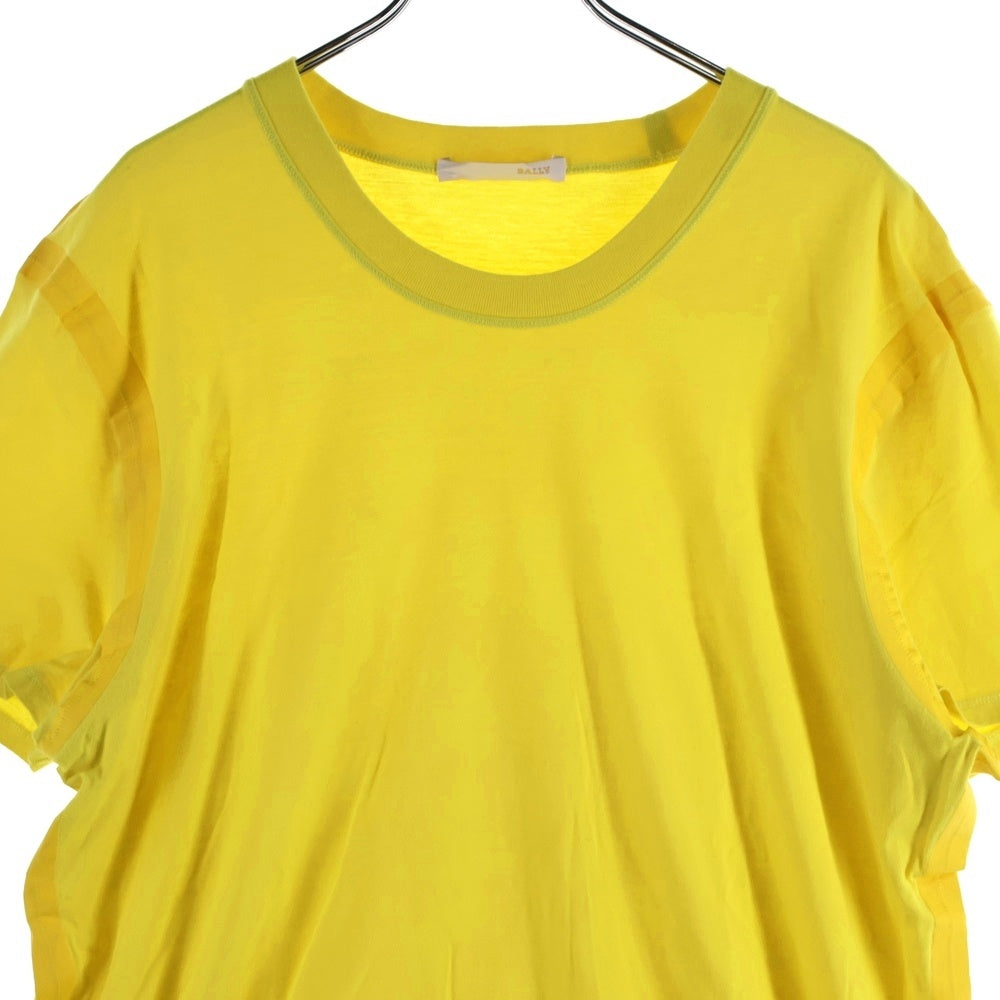 BALLY(バリー) テーピングデザイン 裾ロゴ刺繍 半袖Tシャツ カットソー イエロー レディース