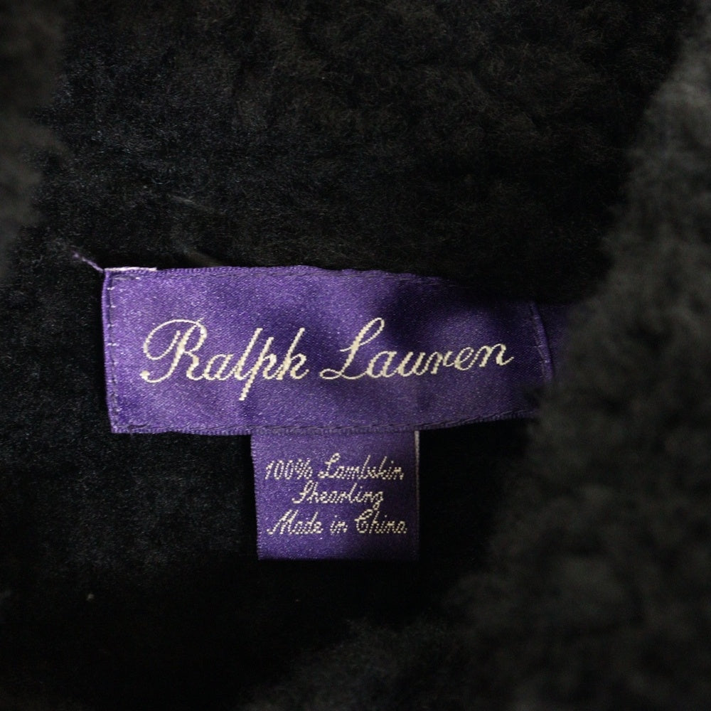 RALPH LAUREN(ラルフローレン) パープルレーベル ラムレザー ボアライニング ムートン ボンバー ジャケット ブラック