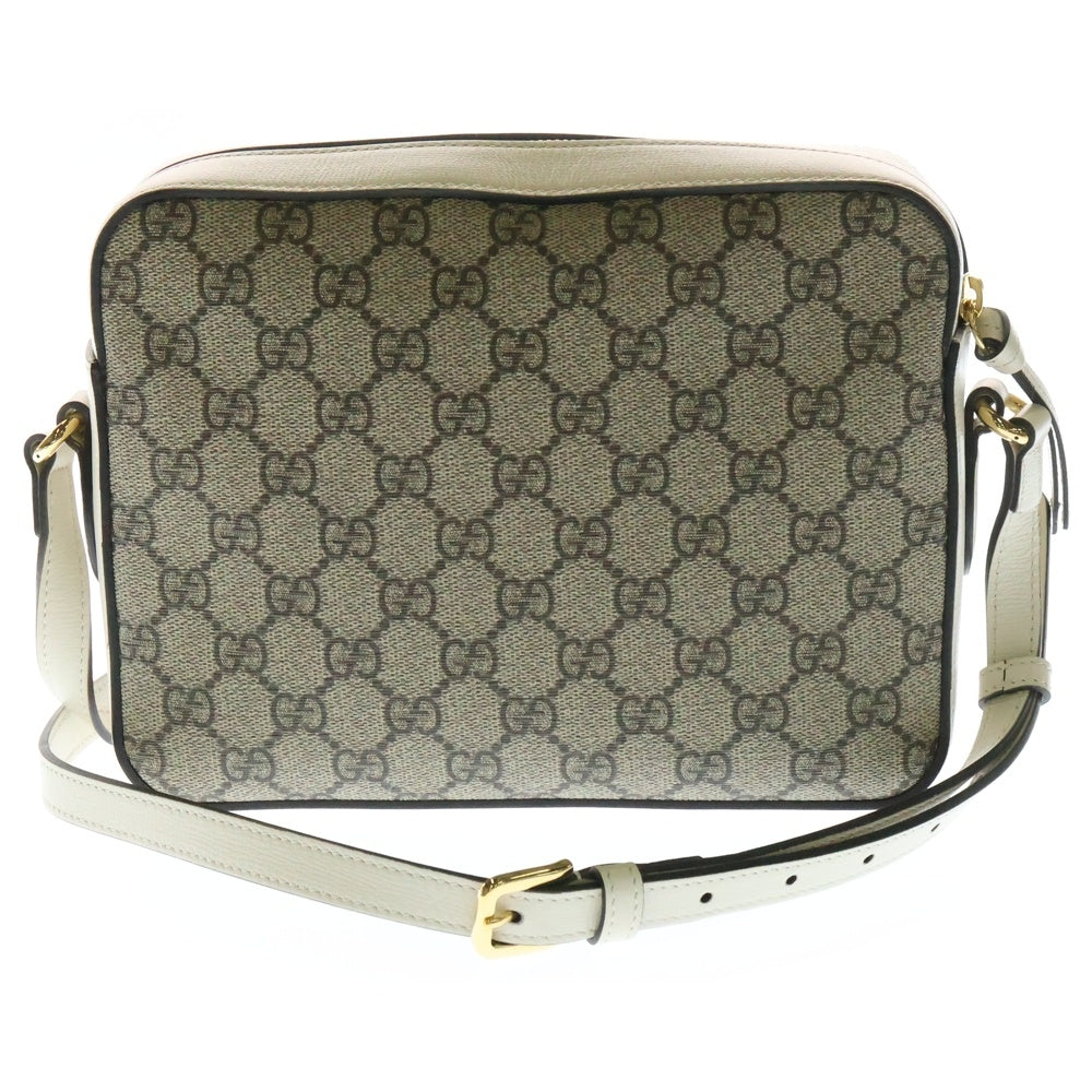 GUCCI(グッチ) ホースビット1955 GGスプリーム ショルダーバッグ ゴールド金具 ホワイト×ベージュ PVC/レザー 645454