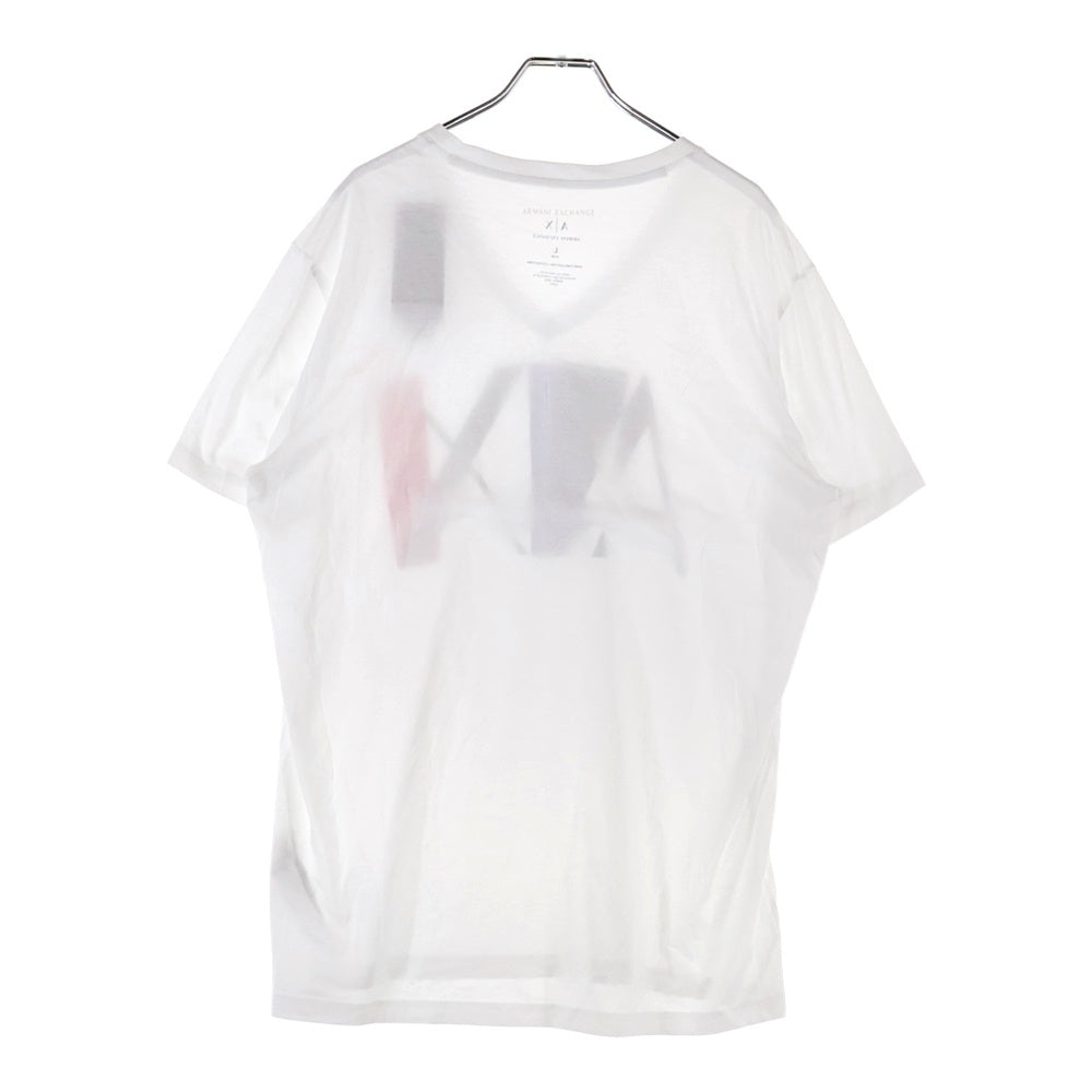 Armani Exchange(アルマーニ エクスチェンジ) ロゴプリント Vネック 半袖Tシャツ カットソー ホワイト