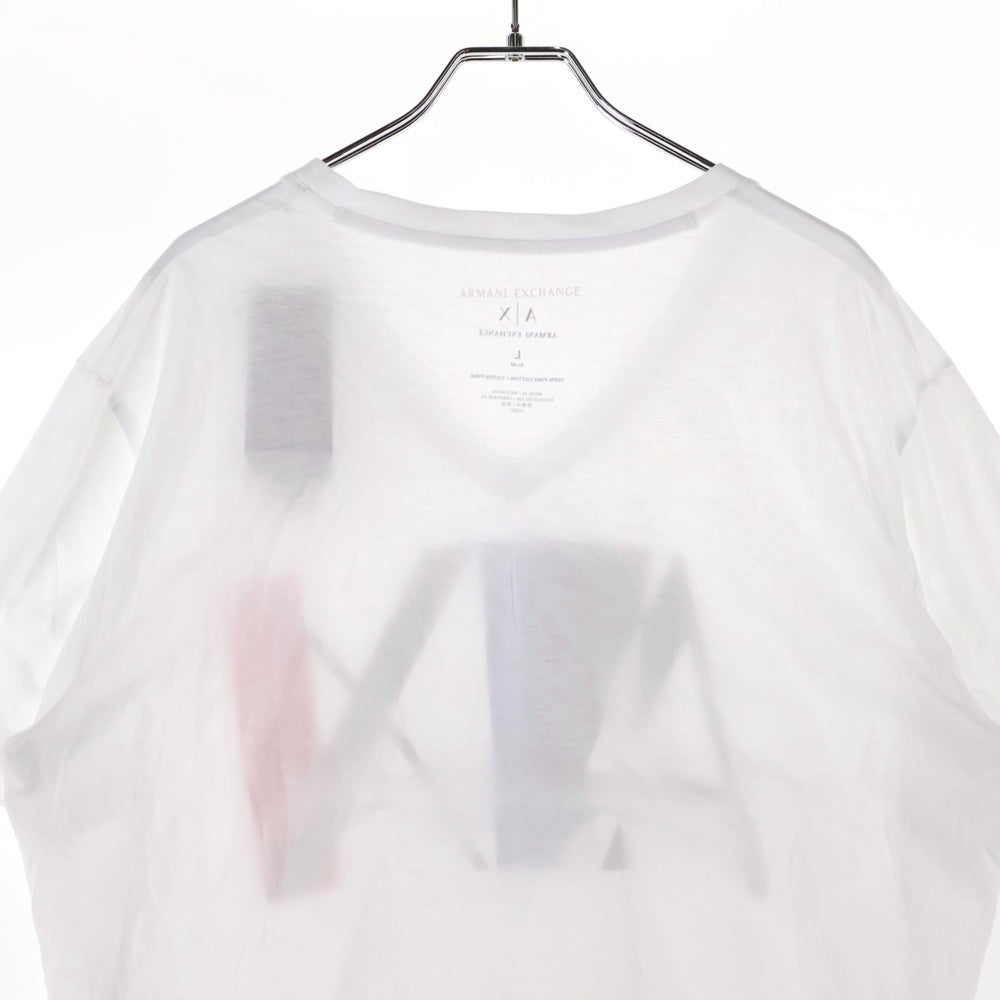 Armani Exchange(アルマーニ エクスチェンジ) ロゴプリント Vネック 半袖Tシャツ カットソー ホワイト