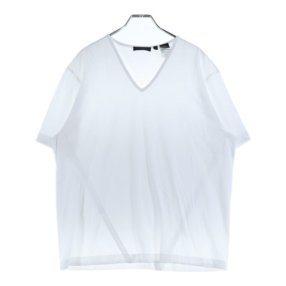 Donna Karan(ダナキャラン) Vネック コットン ポリエステル 半袖Tシャツ カットソー ホワイト レディース