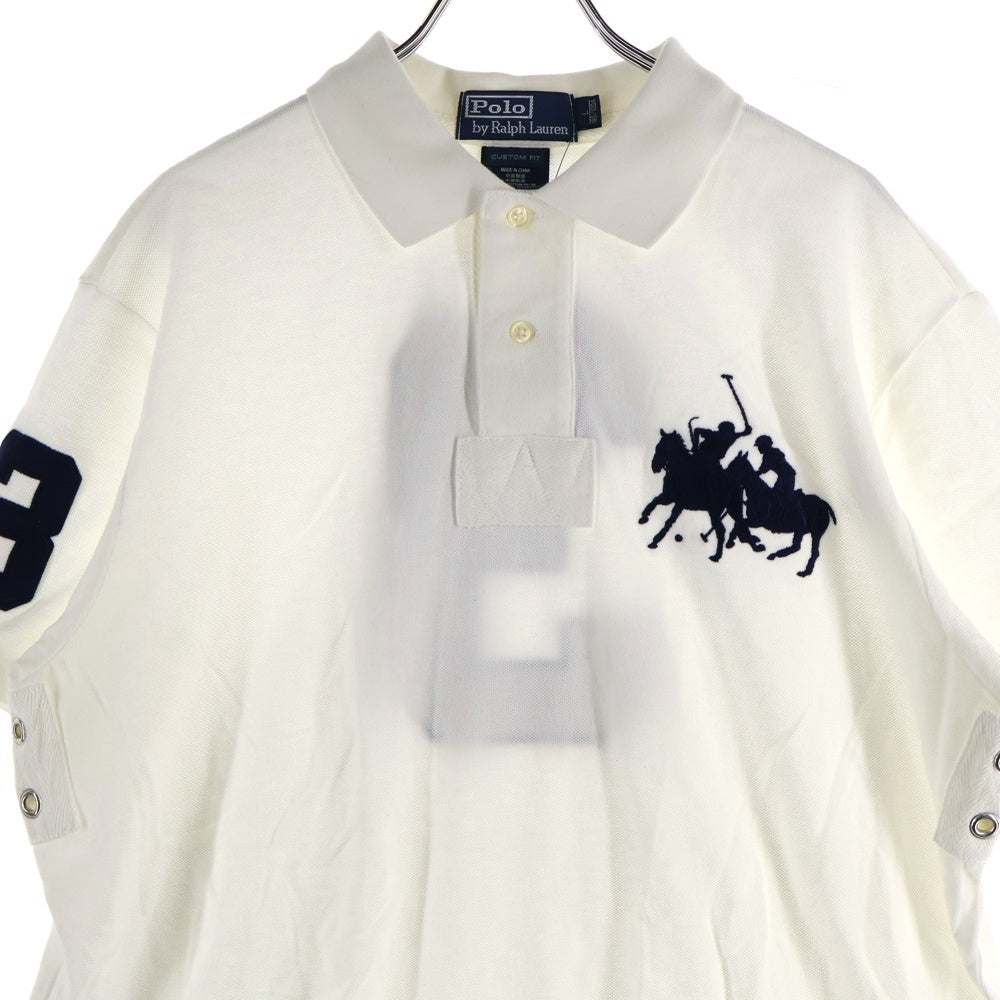 POLO RALPH LAUREN(ポロラルフローレン) ロゴ刺繍 バックワッペン ナンバリング 半袖ポロシャツ ホワイト