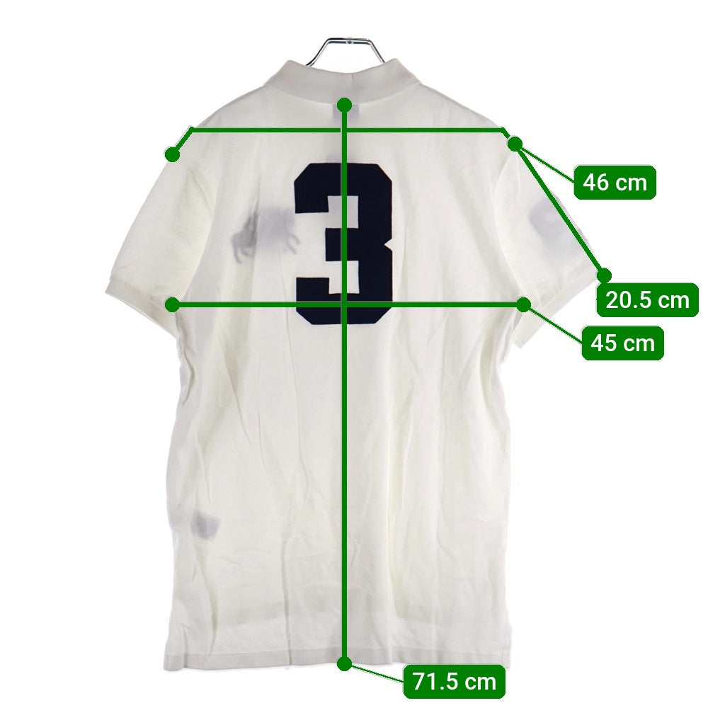 POLO RALPH LAUREN(ポロラルフローレン) ロゴ刺繍 バックワッペン ナンバリング 半袖ポロシャツ ホワイト