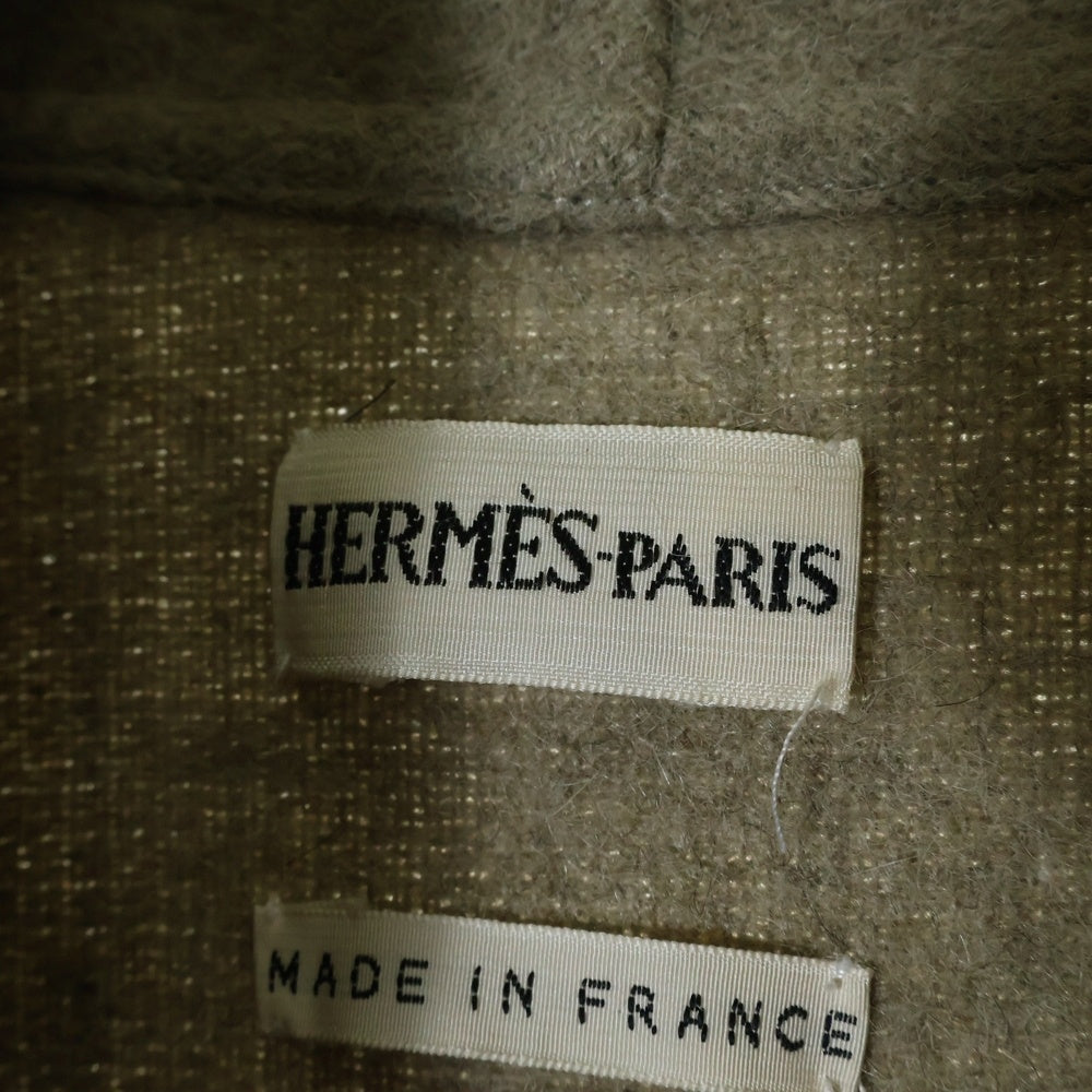 HERMES(エルメス) マルジェラ期 アルパカウール ショールカラー ラグランスリーブ ドローストリング ガウン ロングコート ベージュ レディース