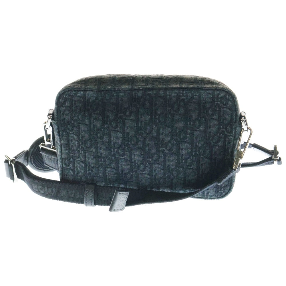 Christian Dior(クリスチャンディオール) Safari サファリ オブリーク ジャカード キャンバス レザー ロゴプレート ショルダーバッグ ブラック 2ESWS011YKY H03E
