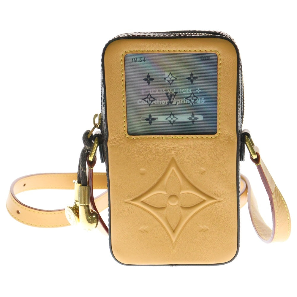 LOUIS VUITTON(ルイヴィトン) モノグラム ミュージックプレイヤー ウェアラブルウォレット ショルダーバッグ ミニバッグ フォンショルダー ブラウン レザー ゴールド金具 M14063