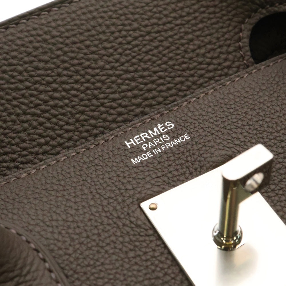 HERMES(エルメス) オータクロア40 エコルセ トゴ ブラウン レザー ハンドバッグ シルバー金具 W刻印