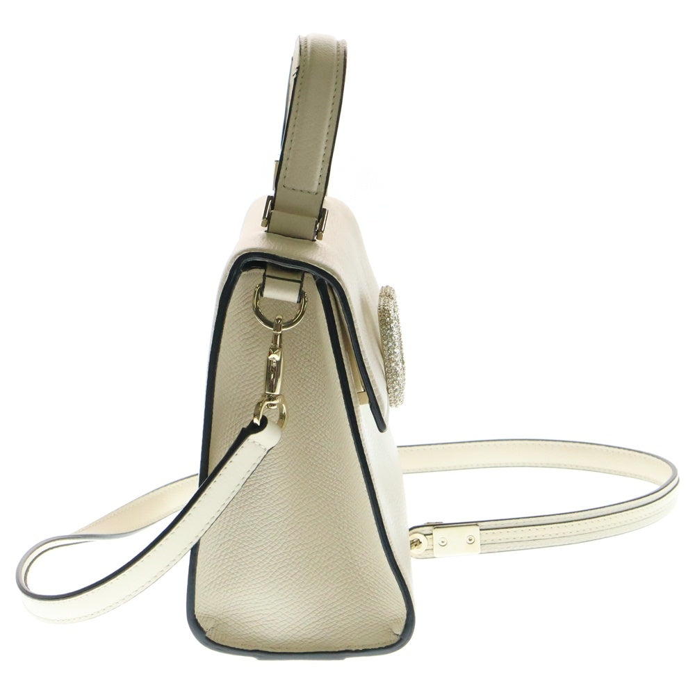 valentino garavan(ヴァレンティノガラヴァーニ) Vスリング 2WAYハンドバッグ ショルダーバッグ レザー アイボリー ゴールド金具 B0F53 KGW