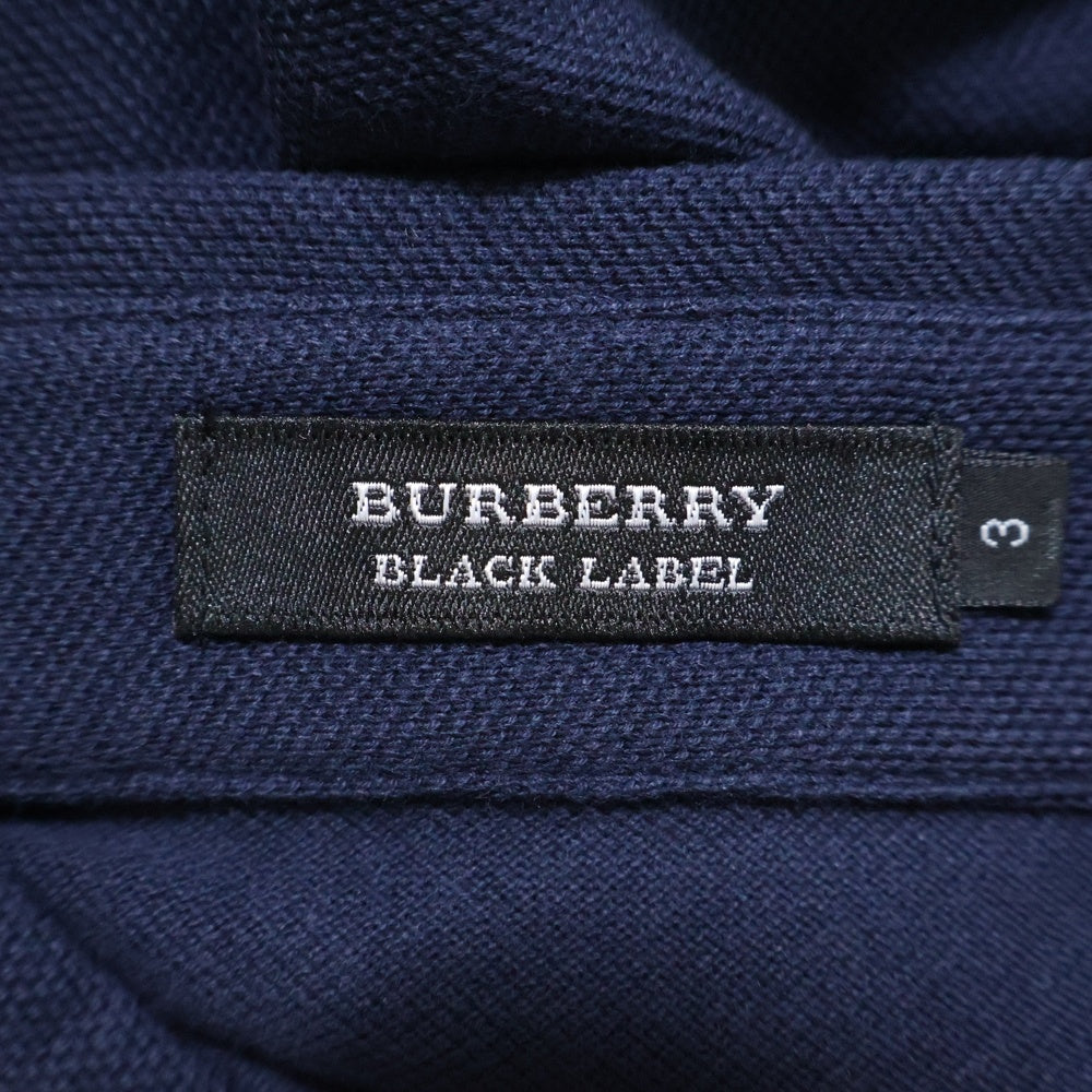 BURBERRY BLACK LABEL(バーバリー ブラックレーベル) ワンポイントロゴ刺繍 コットン 半袖ポロシャツ ネイビー D1P79-349-29