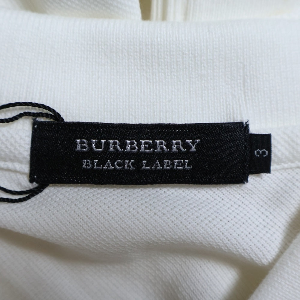 BURBERRY BLACK LABEL(バーバリー ブラックレーベル) ワンポイント ロゴ刺繍 コットン 半袖ポロシャツ ホワイト D1P49-338-02
