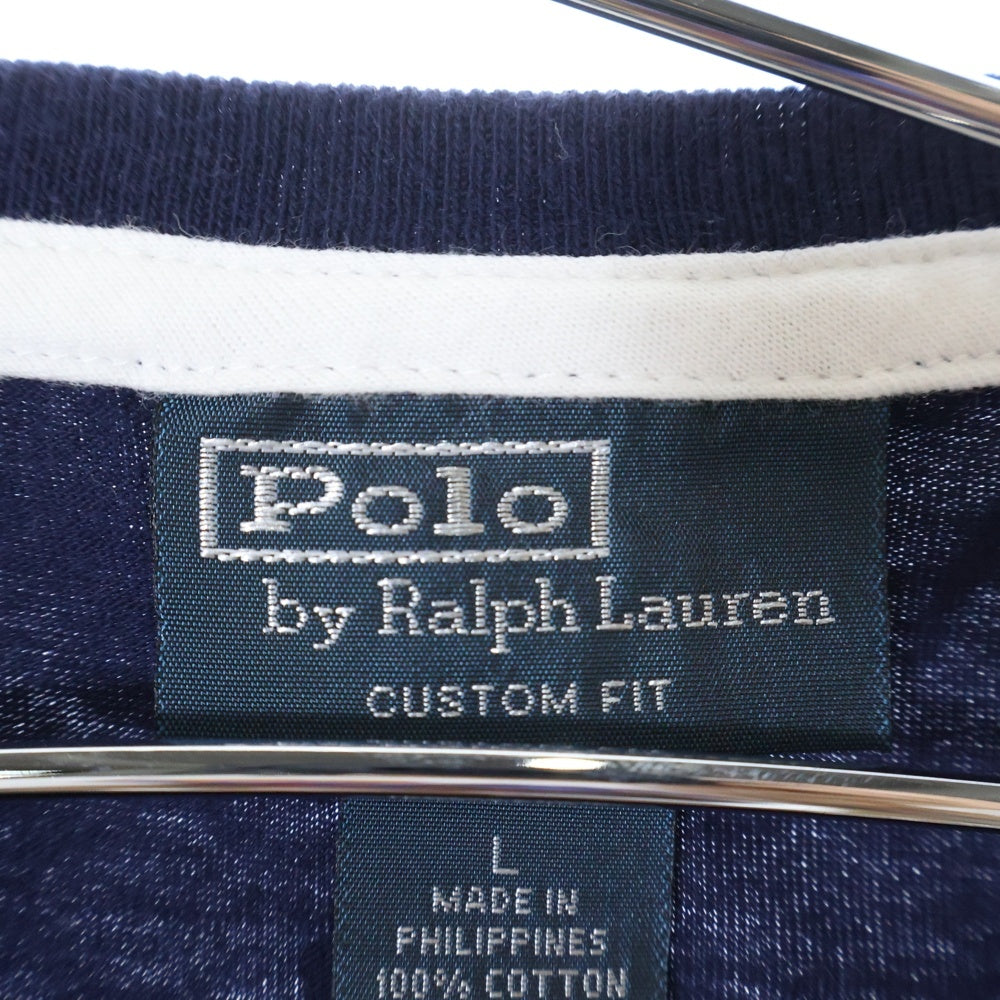 POLO RALPH LAUREN(ポロラルフローレン) ポロ刺繍 ワッペン フロントプリント クルーネック 半袖Tシャツ カットソー ネイビー