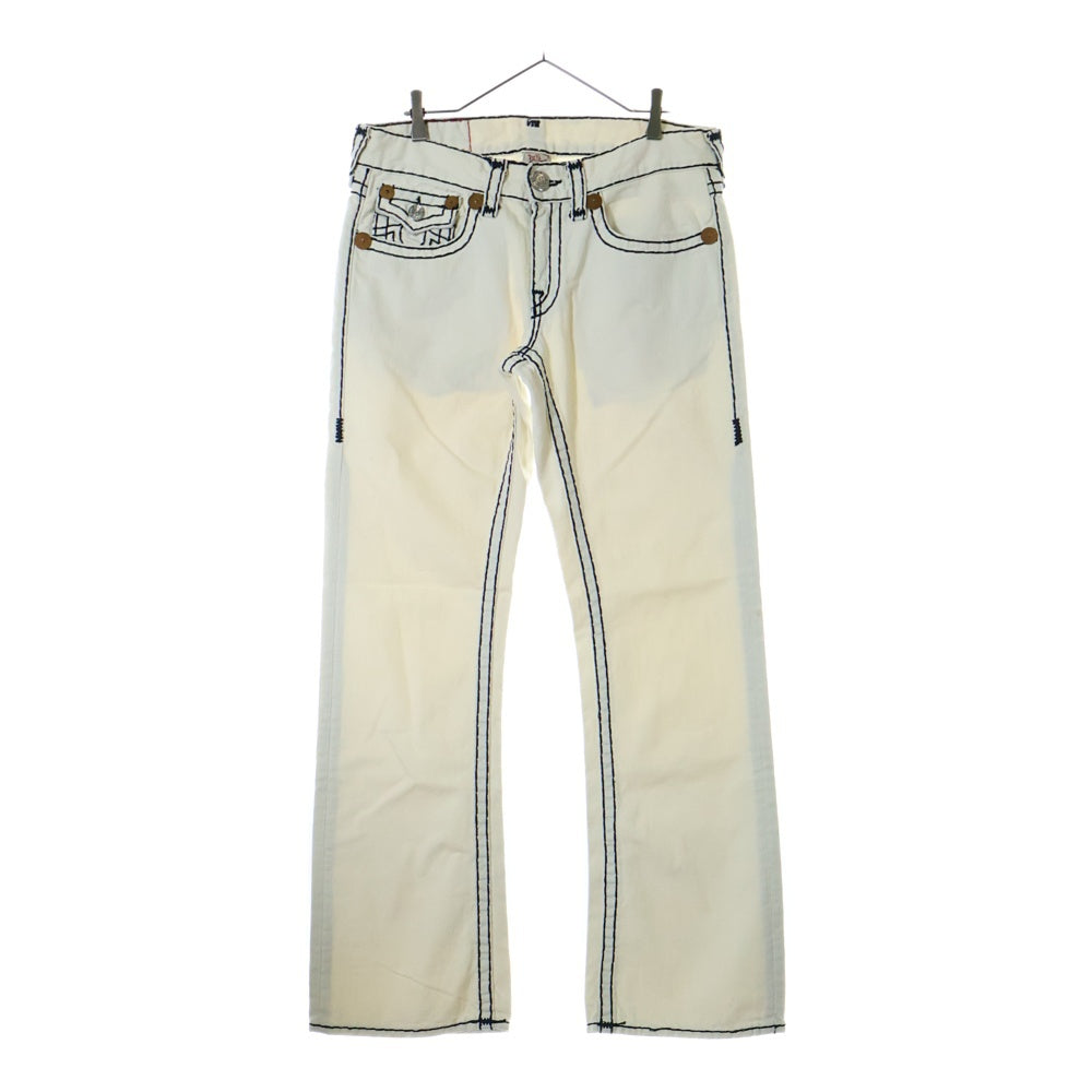 TRUE RELIGION(トゥルーレリジョン) BILLY SUPER T ビリー スーパー ファットステッチ ジップフライ ストレートデニムパンツ ジーンズ ホワイト