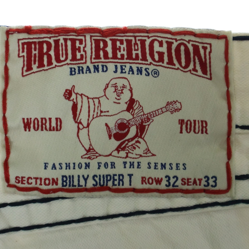 TRUE RELIGION(トゥルーレリジョン) BILLY SUPER T ビリー スーパー ファットステッチ ジップフライ ストレートデニムパンツ ジーンズ ホワイト