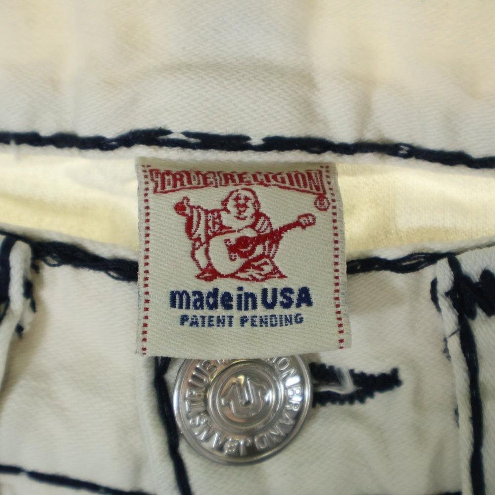 TRUE RELIGION(トゥルーレリジョン) BILLY SUPER T ビリー スーパー ファットステッチ ジップフライ ストレートデニムパンツ ジーンズ ホワイト