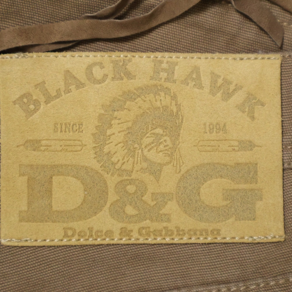 D&G(ディーアンドジー) レースアップデザイン インディアン レザーロゴパッチ コットン ハーフ ショートパンツ ショーツ ブラウン レディース RP0113/ST100