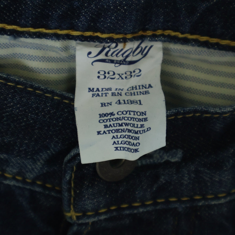 RALPH LAUREN RUGBY(ラルフローレン ラグビー) VINTAGE SLIM ヴィンテージスリムフィット ボタンフライ ユーズド加工 テーパードデニムパンツ ジーンズ インディゴ