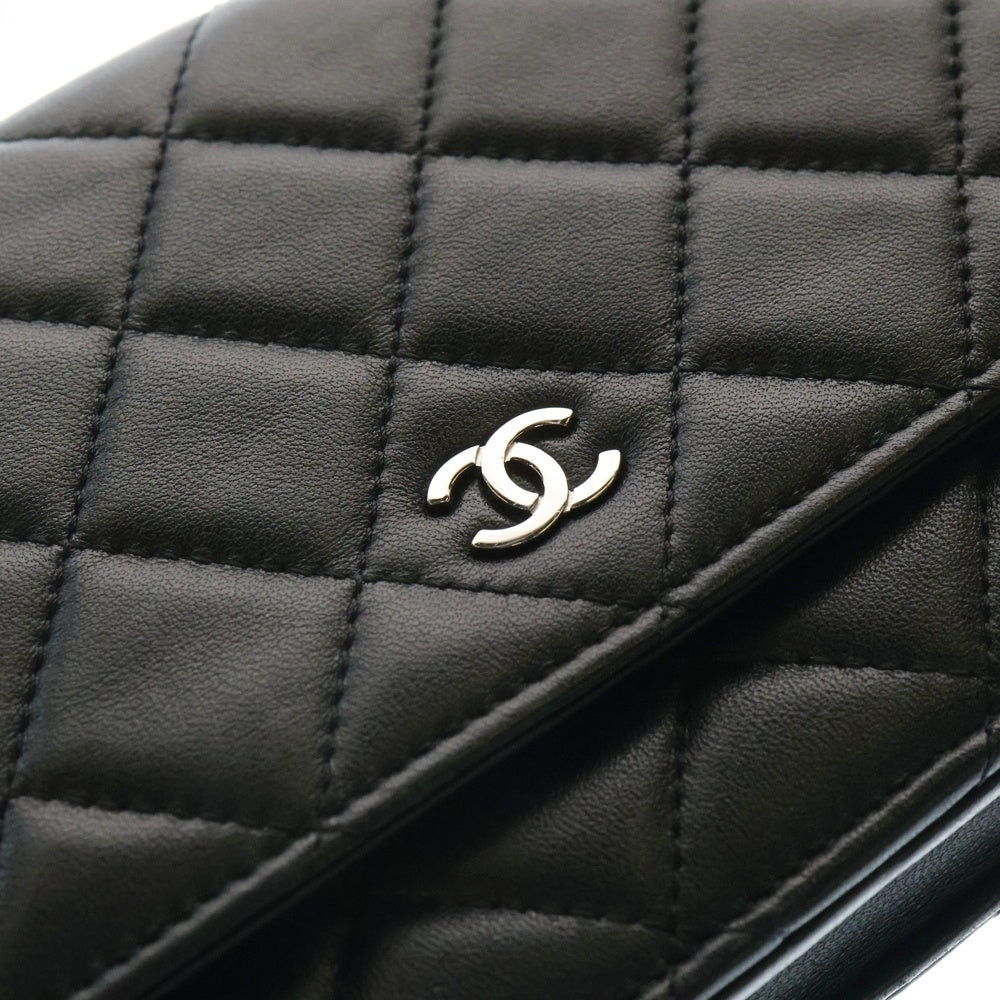 CHANEL(シャネル) ココマーク マトラッセ ラムスキン チェーンウォレット 長財布 ブラック レディース