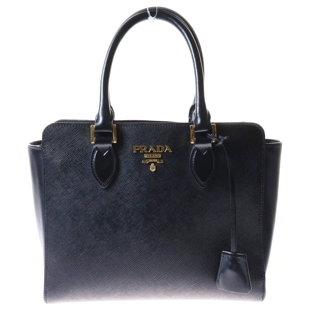 PRADA(プラダ) サフィアーノ トートバッグ ハンドバッグ ブラック ゴールド金具 レザー 1BA113