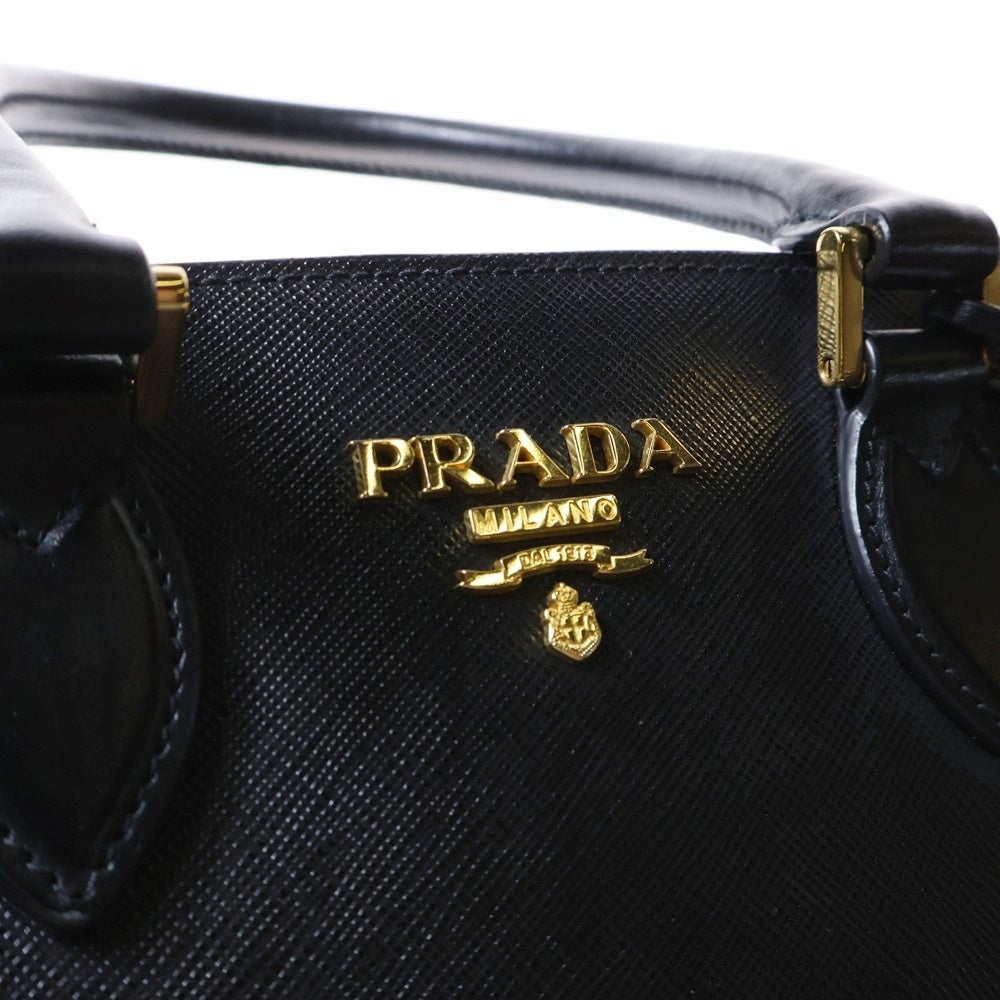 PRADA(プラダ) サフィアーノ トートバッグ ハンドバッグ ブラック ゴールド金具 レザー 1BA113