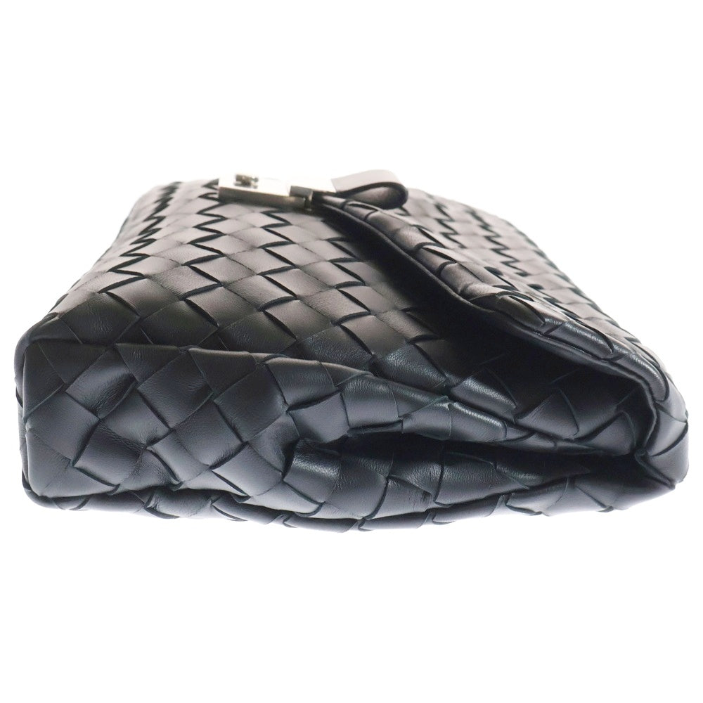 BOTTEGA VENETA(ボッテガヴェネタ) イントレチャート クラッチバッグ セカンドバッグ ケース ブラック シルバー金具 レザー