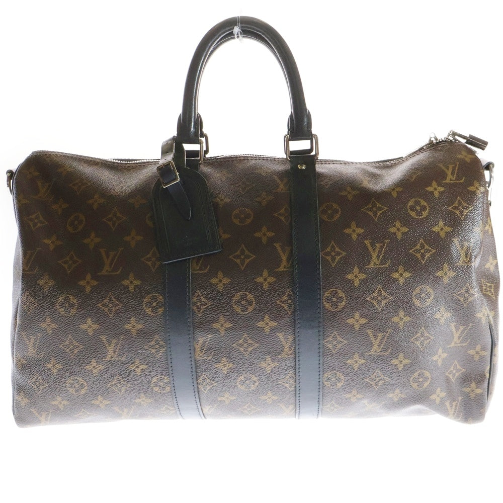 LOUIS VUITTON(ルイヴィトン) モノグラムマカサー キーポルバンドリエール45 ボストンバッグ ブラウン×ブラック PVCレザー M56711