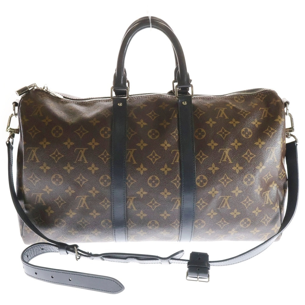 LOUIS VUITTON(ルイヴィトン) モノグラムマカサー キーポルバンドリエール45 ボストンバッグ ブラウン×ブラック PVCレザー M56711