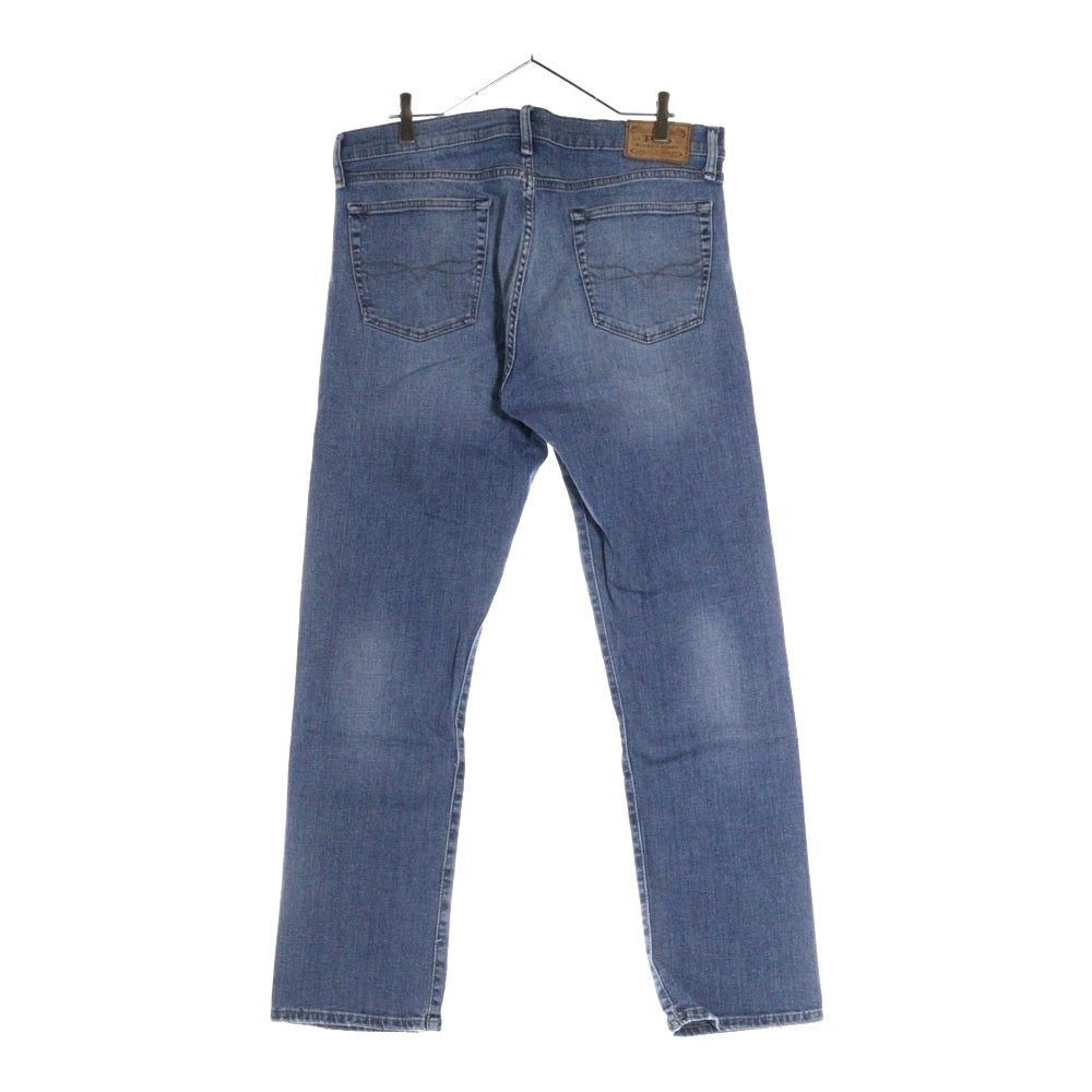POLO RALPH LAUREN(ポロラルフローレン) レザーパッチ ジップフライ テーパードデニムパンツ ジーンズ インディゴ