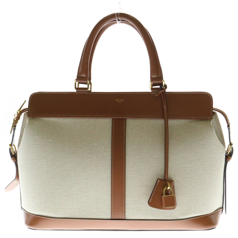 CELINE(セリーヌ) CABAS DE FRANCE カバ ド フランス 2WAY レザー切替キャンパスハンドバッグ ショルダーバッグ ベージュ/ブラウン