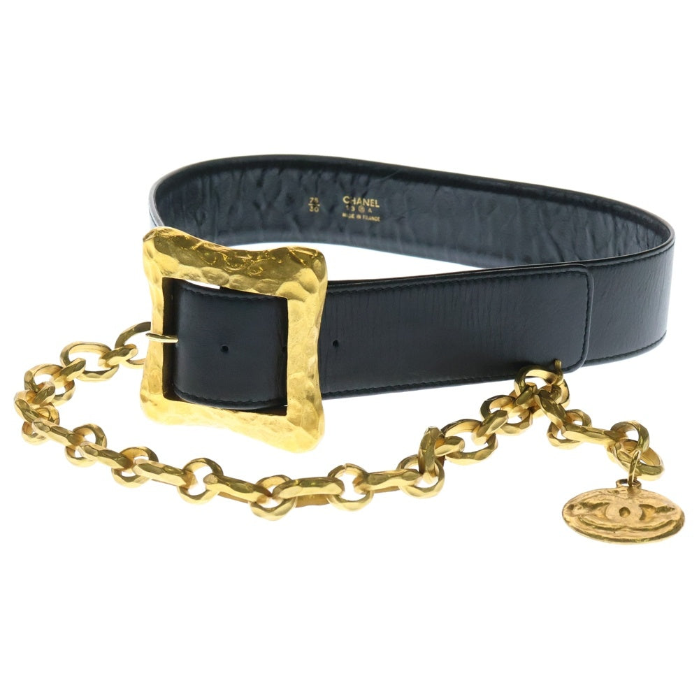 CHANEL(シャネル) ココマーク チェーンベルト ブラック ゴールド金具 #75/30