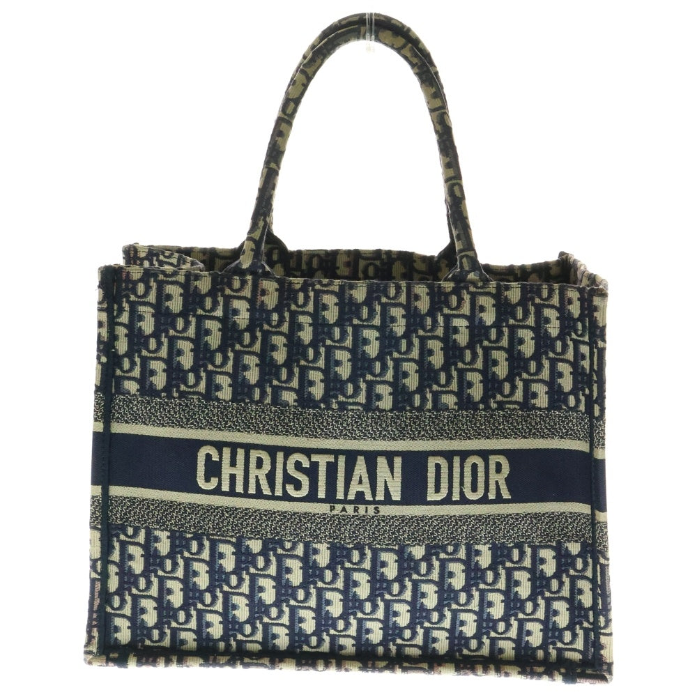 Christian Dior(クリスチャンディオール) オブリーク ブックトート トートバッグ ハンドバッグ ミディアム ネイビー キャンバス
