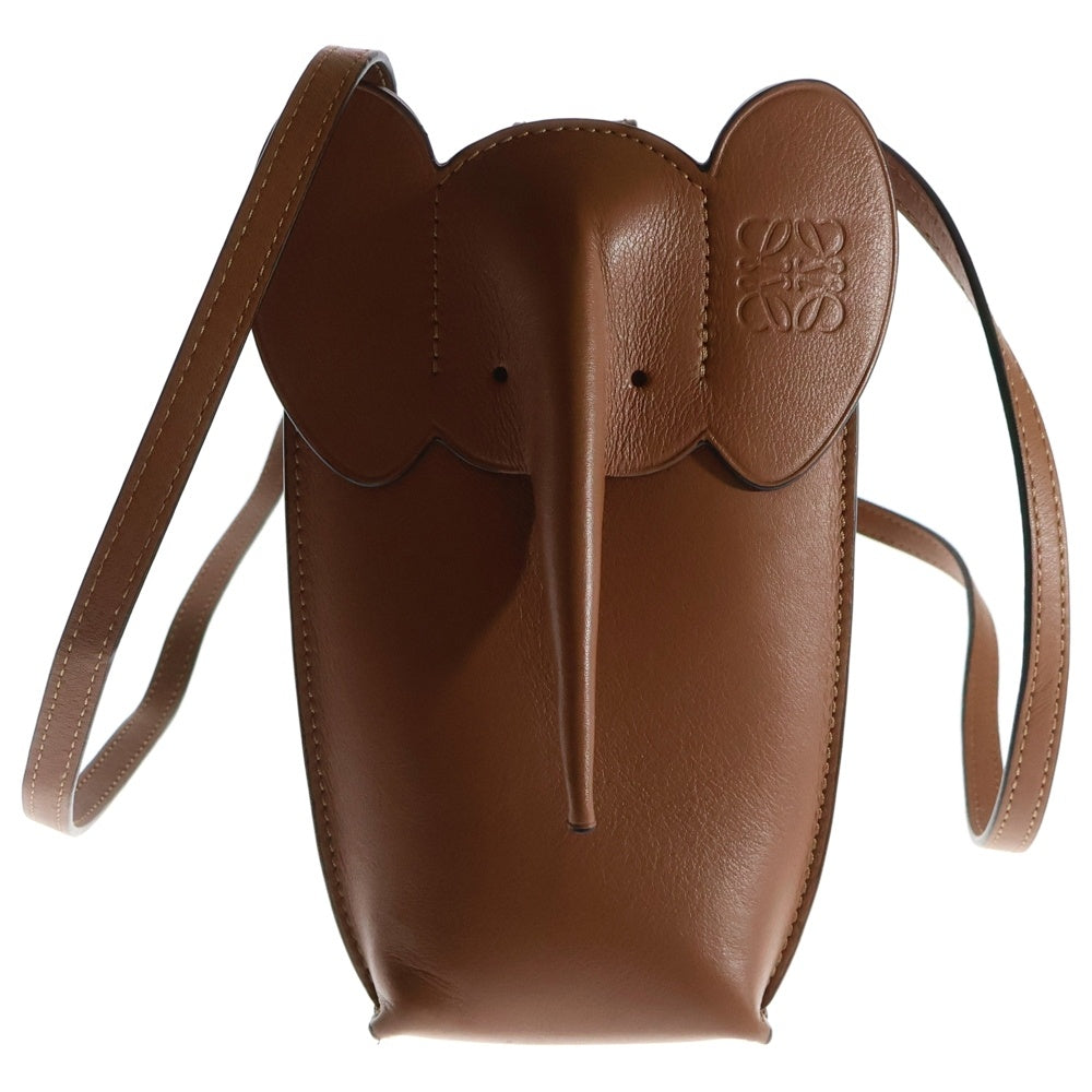 LOEWE(ロエベ) ポケット アナグラムロゴ レザー フォン ショルダー ポーチ クロスボディ バッグ ブラウン C623B02X04