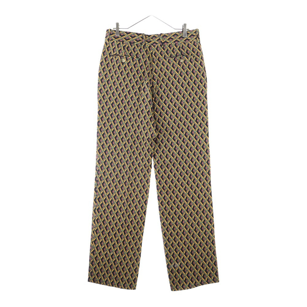 GUCCI(グッチ) 総柄プリント センターープレス スラックスパンツ ブラウン/イエロー