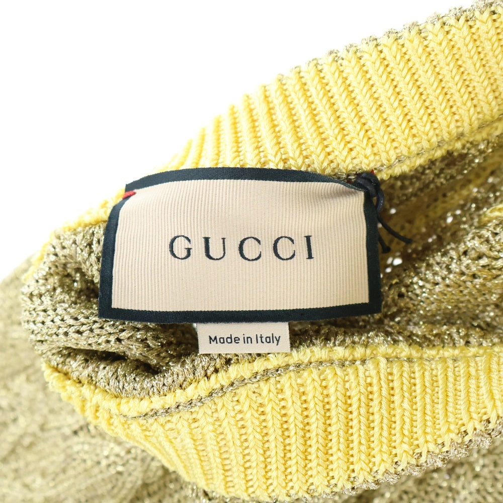 GUCCI(グッチ) ケーブル編み ラメ ニット イージーパンツ ゴールド