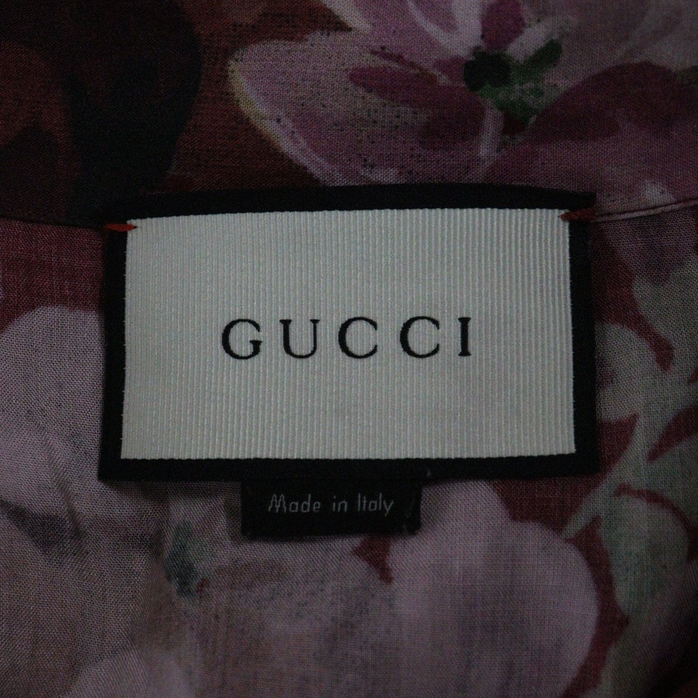 GUCCI(グッチ) フラワー総柄プリント レーヨン オープンカラー 半袖 アロハ ハワイアンシャツ レッド 401314
