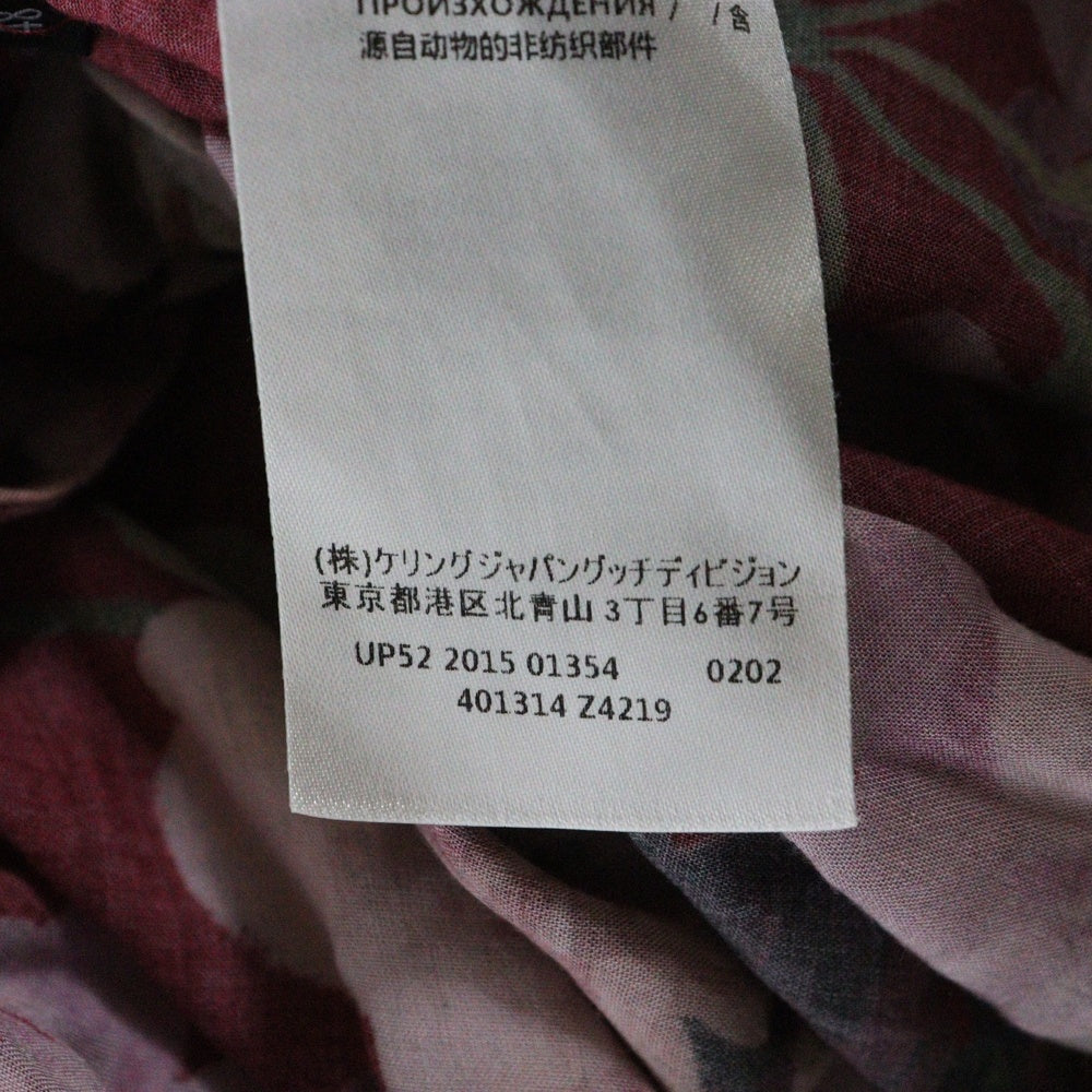 GUCCI(グッチ) フラワー総柄プリント レーヨン オープンカラー 半袖 アロハ ハワイアンシャツ レッド 401314