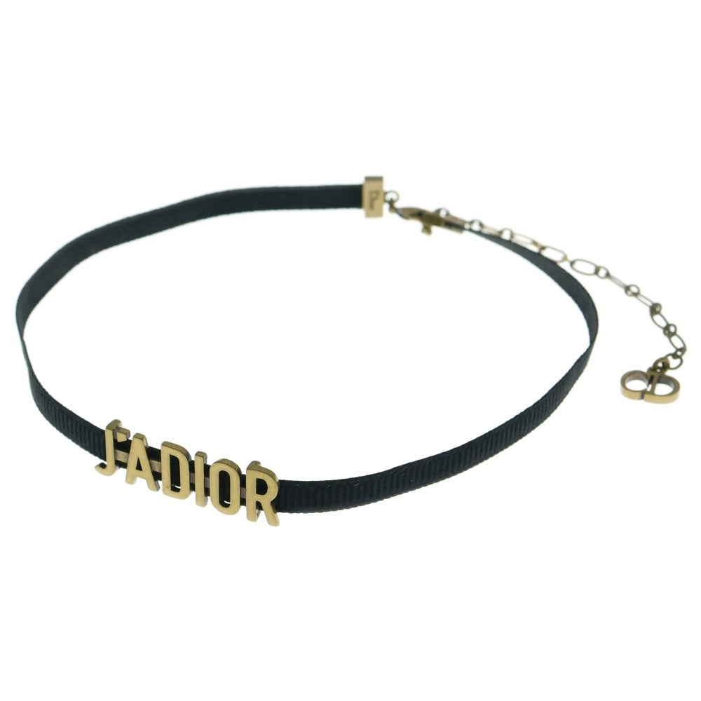 Christian Dior(クリスチャンディオール) ジャディオール チョーカー ネックレス ブラック ゴールド金具 レザー