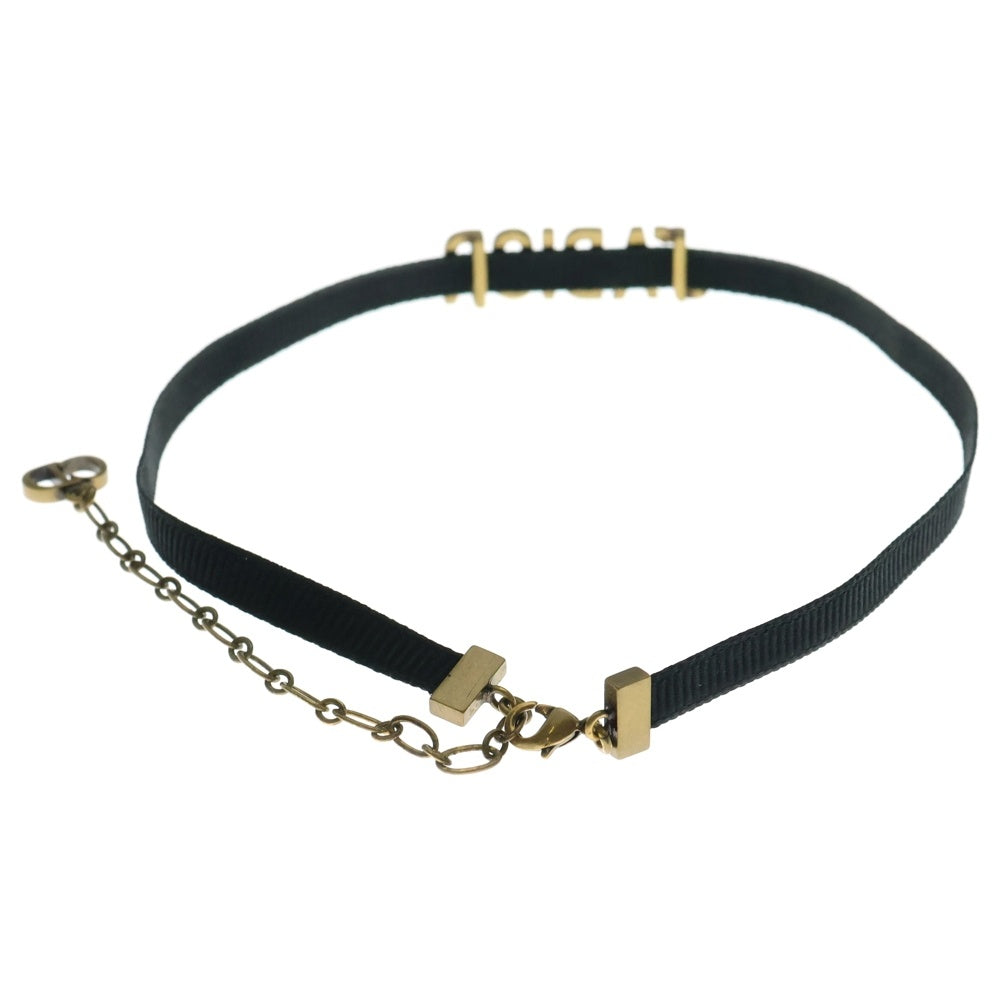 Christian Dior(クリスチャンディオール) ジャディオール チョーカー ネックレス ブラック ゴールド金具 レザー